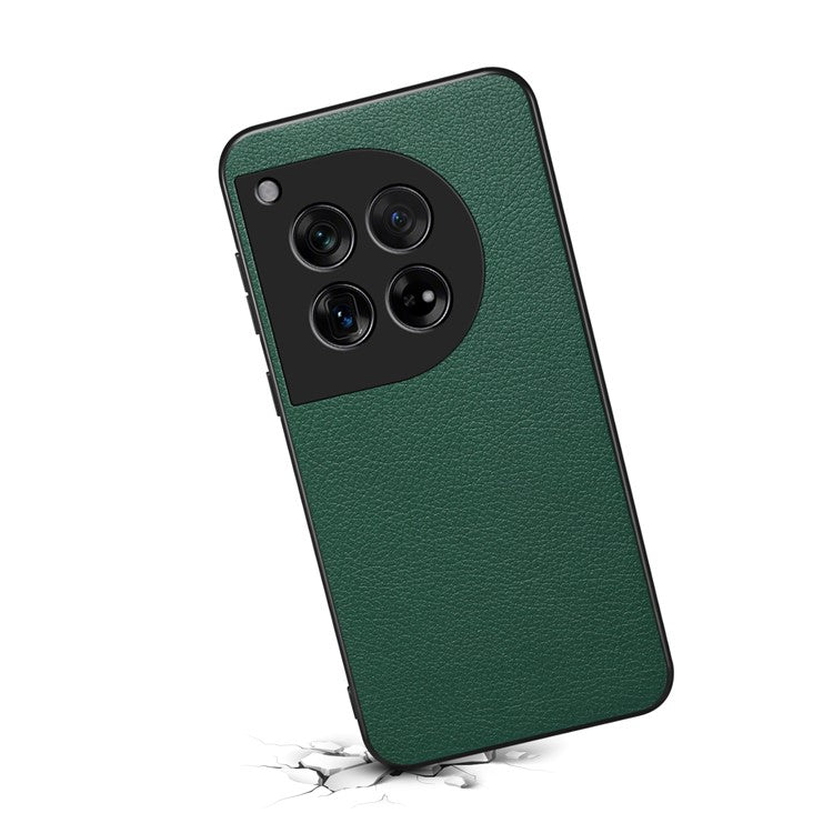 Leather Case for OnePlus 12 5G Shell Scratch-proof Calf Texture Back Cover - Green