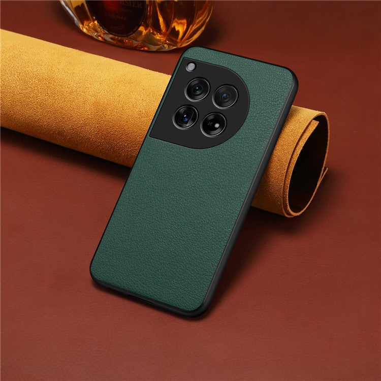 Leather Case for OnePlus 12 5G Shell Scratch-proof Calf Texture Back Cover - Green