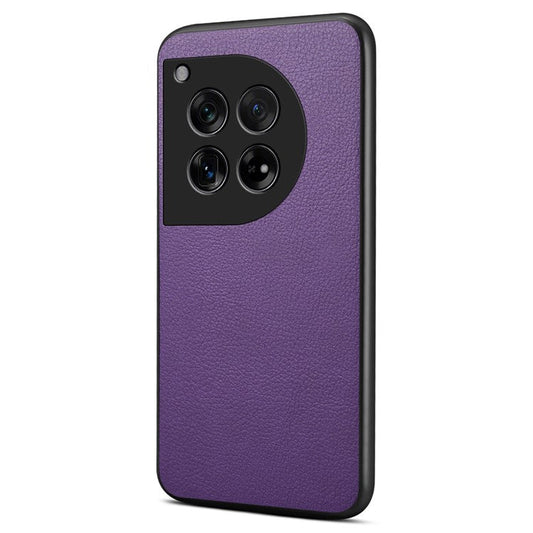 Leather Case for OnePlus 12 5G Shell Scratch-proof Calf Texture Back Cover - Purple