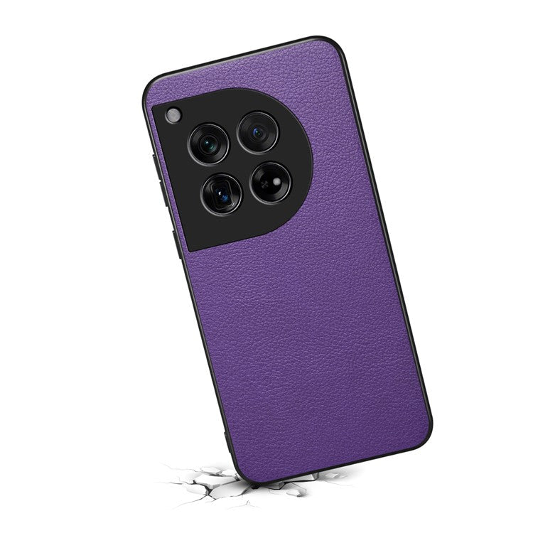 Leather Case for OnePlus 12 5G Shell Scratch-proof Calf Texture Back Cover - Purple