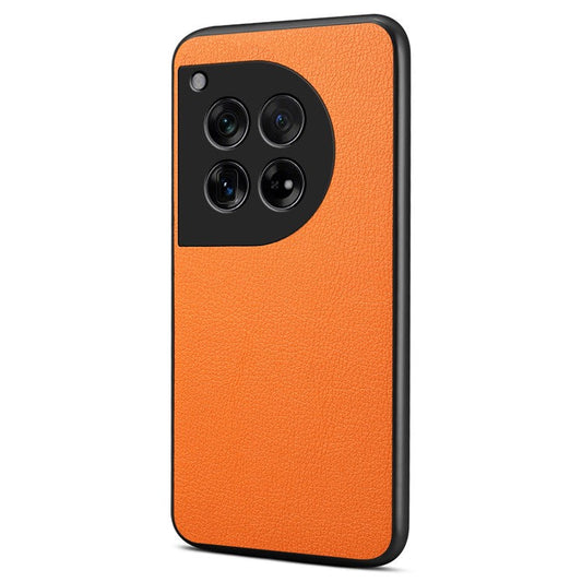 Leather Case for OnePlus 12 5G Shell Scratch-proof Calf Texture Back Cover - Orange