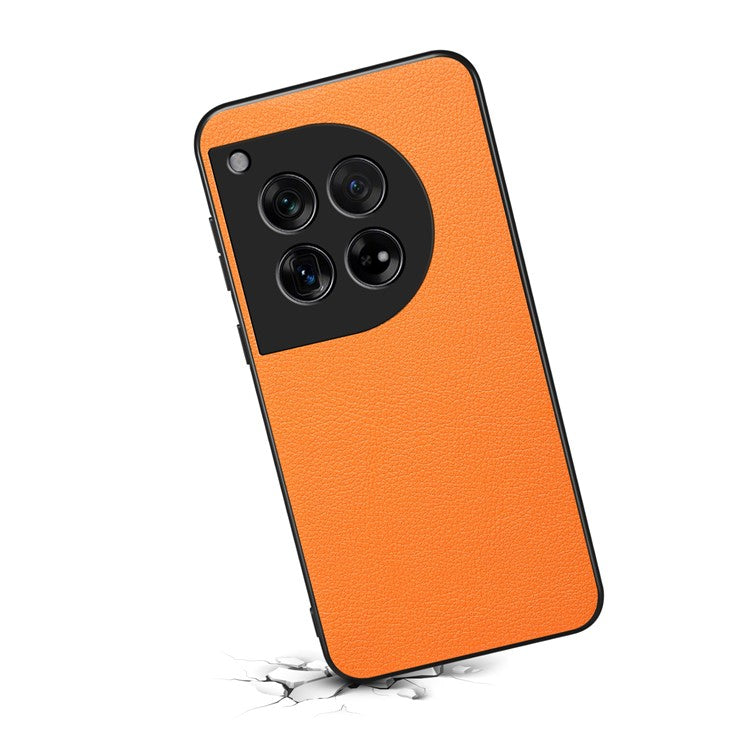 Leather Case for OnePlus 12 5G Shell Scratch-proof Calf Texture Back Cover - Orange