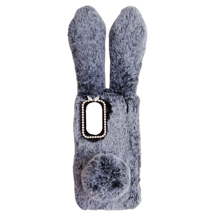 For Asus Zenfone 9 5G Phone Case Bunny Ears Furry Hairball Soft TPU Cover - Dark Grey
