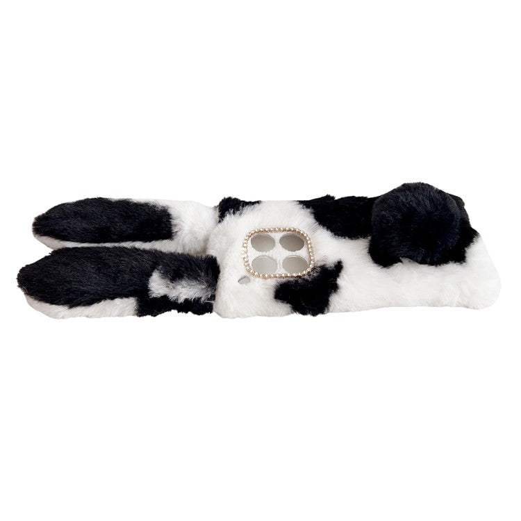For OnePlus 12 5G Case Fluffy Cows Ear Shockproof Soft TPU Phone Cover - Black