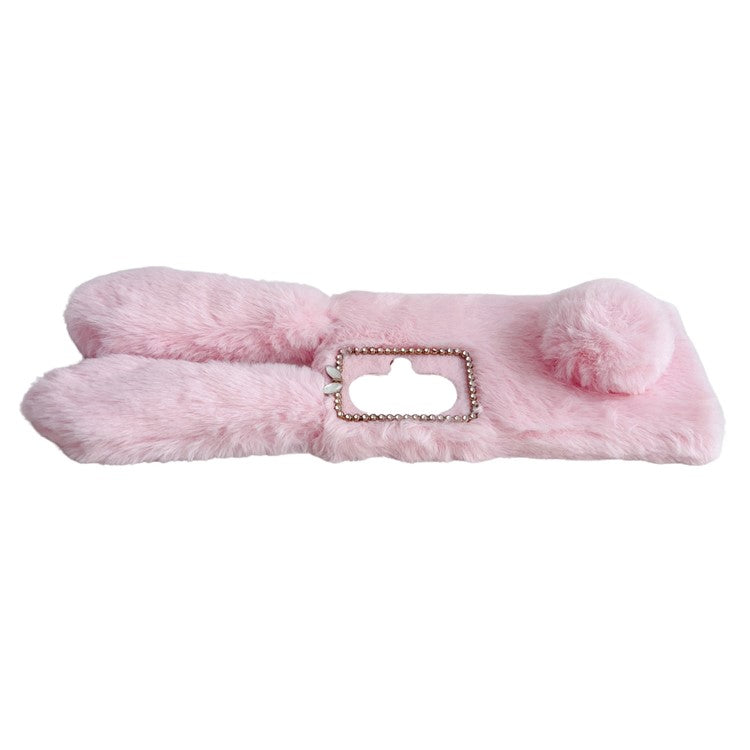 For OnePlus Nord CE3 5G Case Flexible TPU Bunny Ears Furry Hairball Phone Cover - Pink
