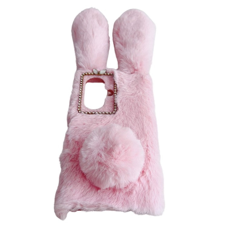 For OnePlus Nord CE3 5G Case Flexible TPU Bunny Ears Furry Hairball Phone Cover - Pink