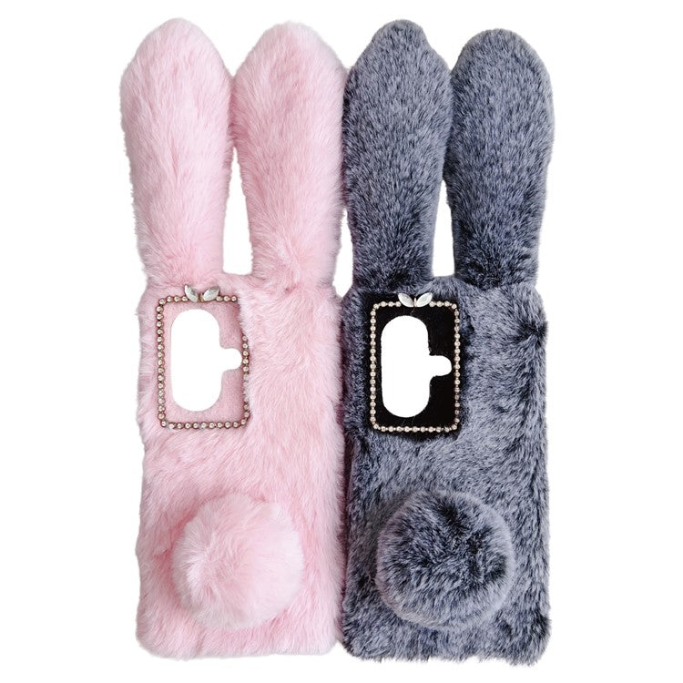 For OnePlus Nord CE3 5G Case Flexible TPU Bunny Ears Furry Hairball Phone Cover - Dark Grey