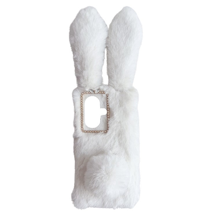 For OnePlus Nord CE3 5G Case Flexible TPU Bunny Ears Furry Hairball Phone Cover - White