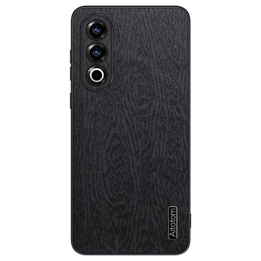 For OnePlus Ace 3V 5G Case Wood Texture Anti-scratch Leather+PC+TPU Back Cover - Black