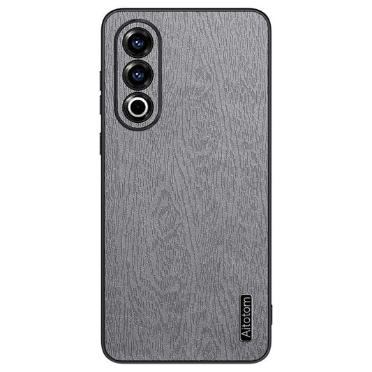 For OnePlus Ace 3V 5G Case Wood Texture Anti-scratch Leather+PC+TPU Back Cover - Grey