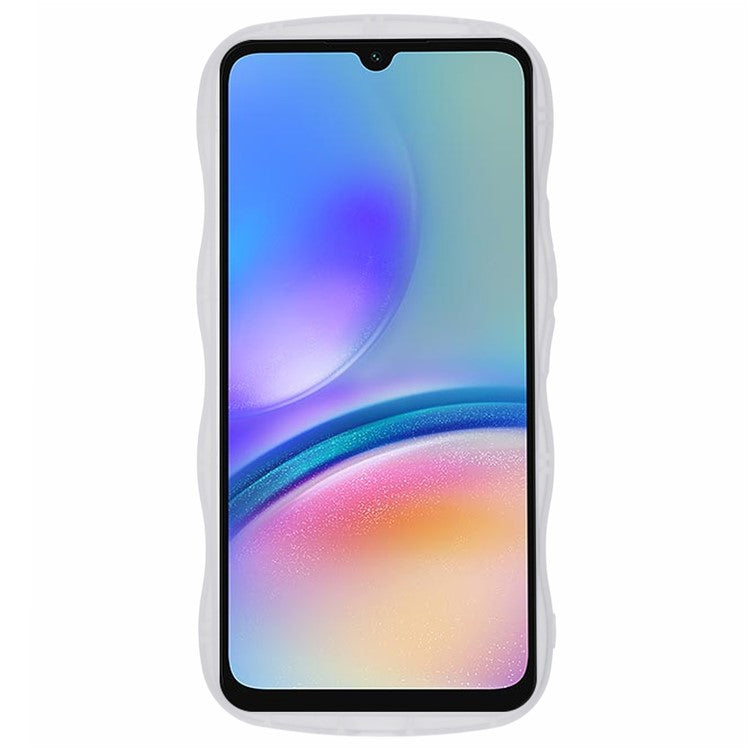 JTW Series for Samsung Galaxy A15 4G / A15 5G Protective Case Wavy Edge Epoxy TPU Phone Cover - Transparent White