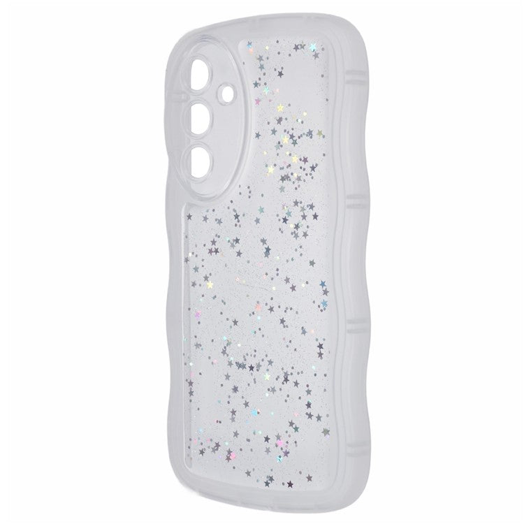 JTW Series for Samsung Galaxy A15 4G / A15 5G Protective Case Wavy Edge Epoxy TPU Phone Cover - Transparent White