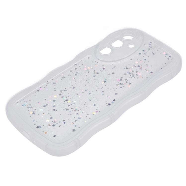 JTW Series for Samsung Galaxy A15 4G / A15 5G Protective Case Wavy Edge Epoxy TPU Phone Cover - Transparent White