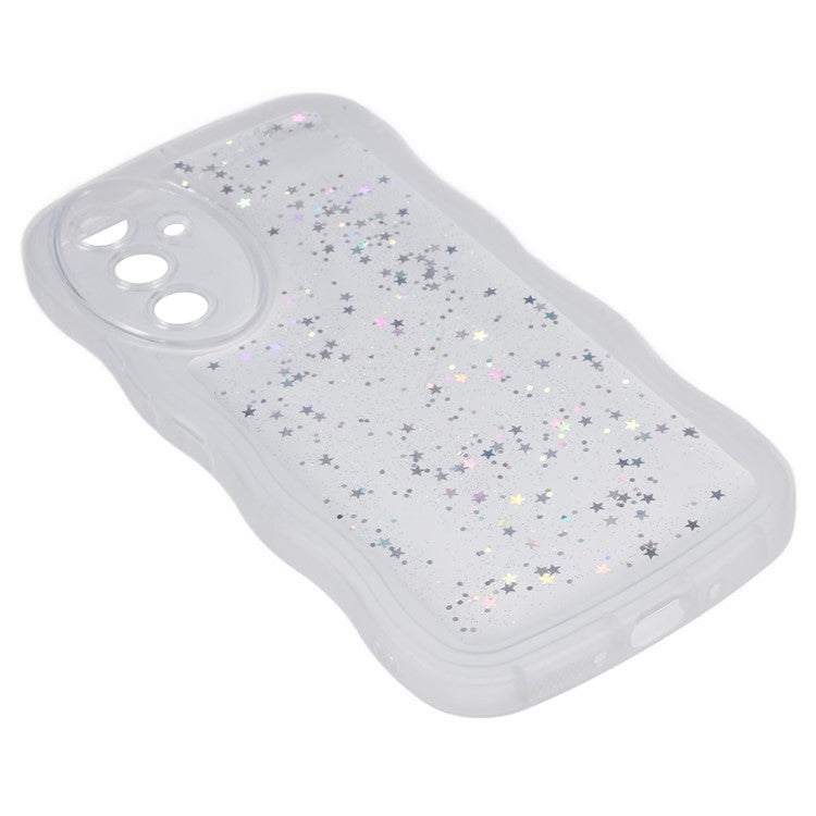 JTW Series for Samsung Galaxy A15 4G / A15 5G Protective Case Wavy Edge Epoxy TPU Phone Cover - Transparent White