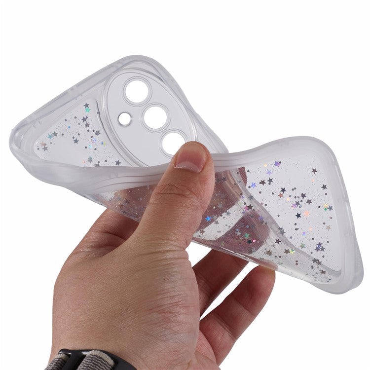 JTW Series for Samsung Galaxy A15 4G / A15 5G Protective Case Wavy Edge Epoxy TPU Phone Cover - Transparent White