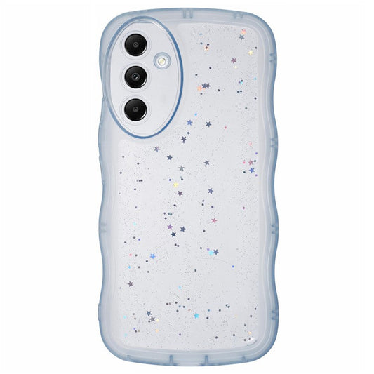 JTW Series for Samsung Galaxy A35 5G Case Wavy Edge Epoxy Bump Proof TPU Phone Protector - Transparent Blue