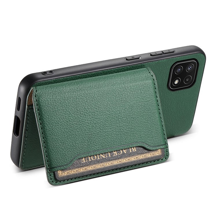For Samsung Galaxy A22 5G (EU Version) Phone Case Calf Texture Card Slots Leather Back Cover - Green