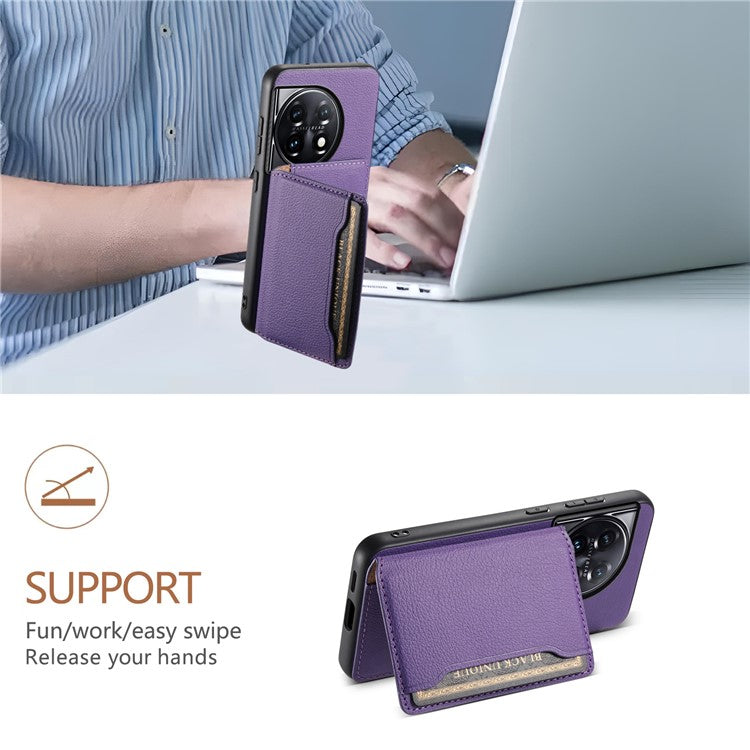 For OnePlus 11 5G Case PU Leather Coated PC+TPU Protective Phone Cover - Purple