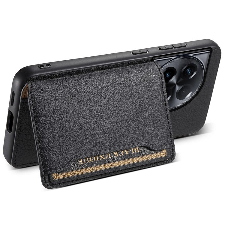 For OnePlus Ace 2 5G / 11R 5G Case Calf Texture Leather Coated PC+TPU Cover with Card Slots - Black
