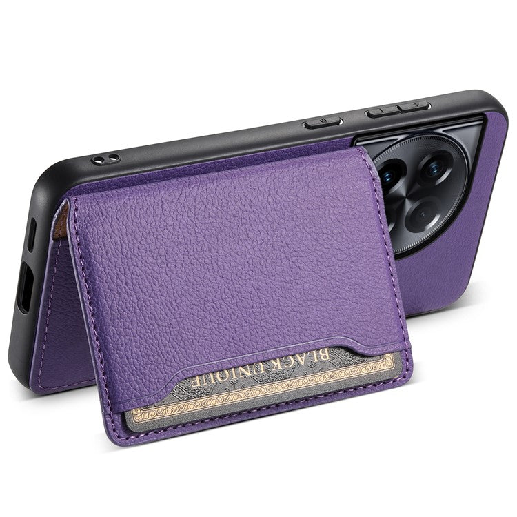For OnePlus Ace 2 5G / 11R 5G Case Calf Texture Leather Coated PC+TPU Cover with Card Slots - Purple