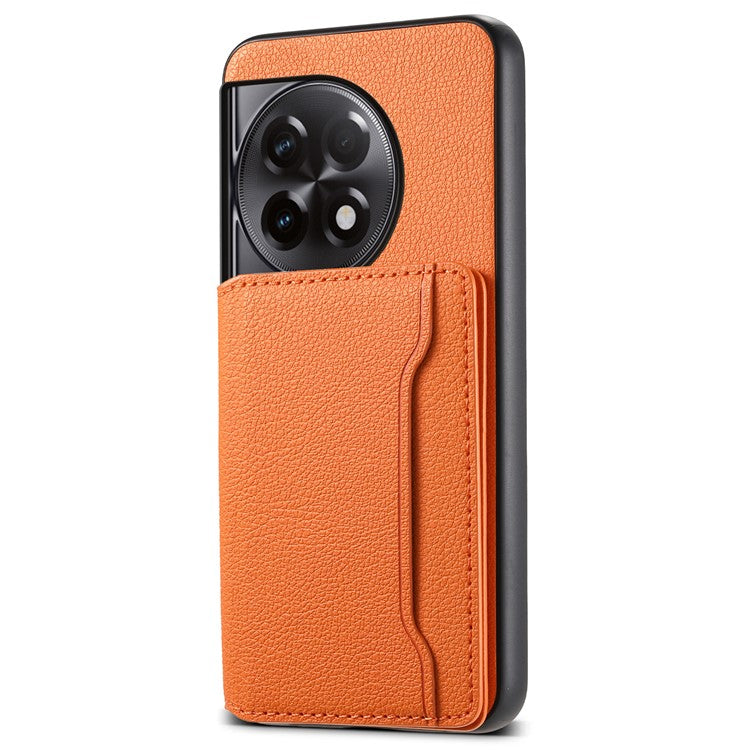 For OnePlus Ace 2 5G / 11R 5G Case Calf Texture Leather Coated PC+TPU Cover with Card Slots - Orange