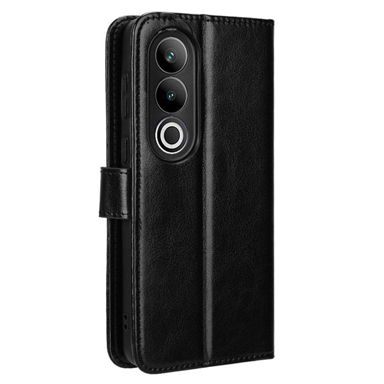 For OnePlus Ace 3V 5G Case Crazy Horse Texture Leather Folio Phone Cover - Black