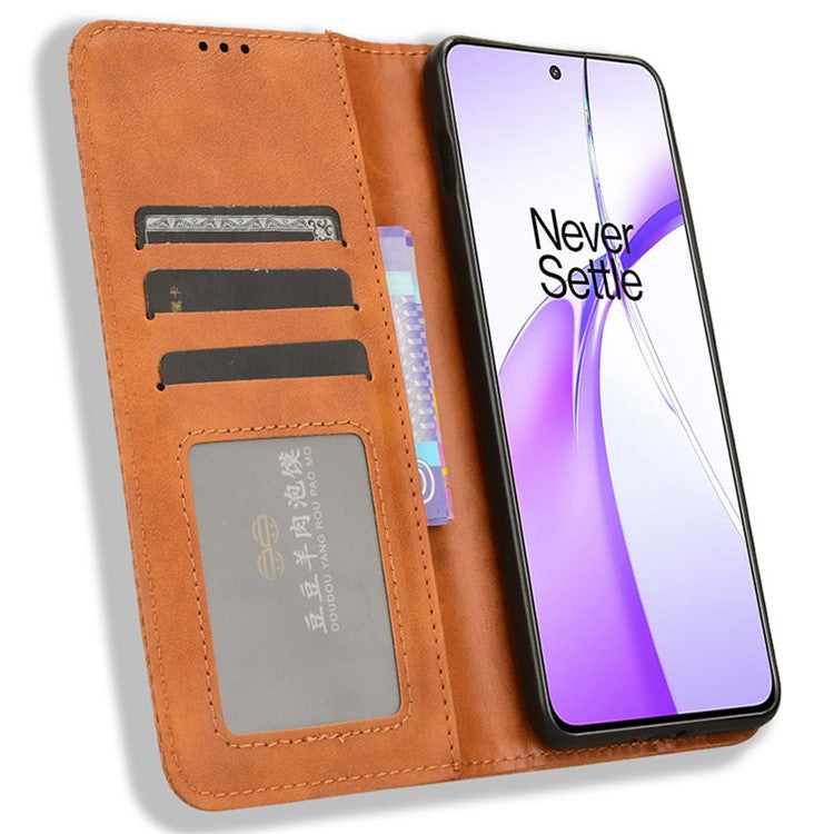 For OnePlus Ace 3V 5G Wallet Case Retro Leather Magnetic Closing Phone Cover - Brown