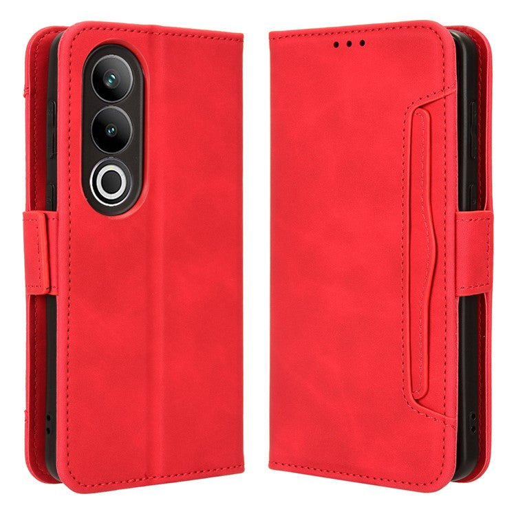 For OnePlus Ace 3V 5G Case Multiple Card Slots Magnetic Closure Leather Phone Cover - Red