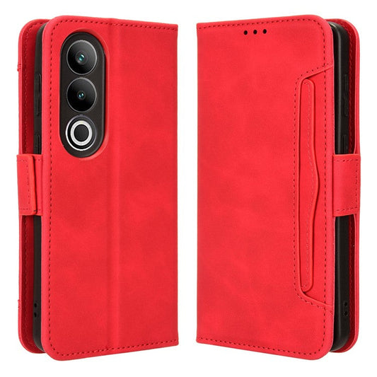 For OnePlus Ace 3V 5G Case Multiple Card Slots Magnetic Closure Leather Phone Cover - Red