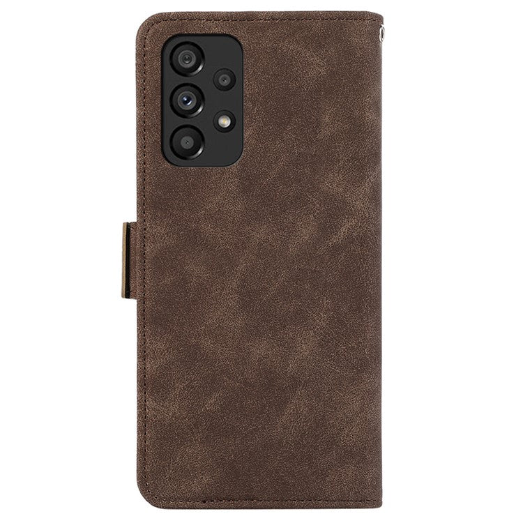 ABEEL For Samsung Galaxy A33 5G Case PU Leather RFID Blocking 3 Card Slots Stand Phone Cover - Brown