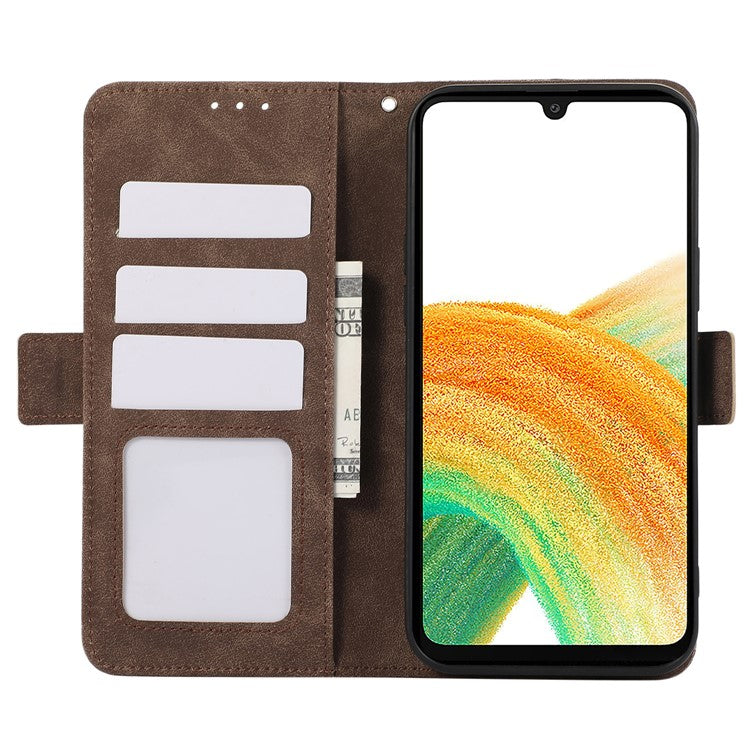 ABEEL For Samsung Galaxy A34 5G PU Leather Protective Cover RFID Blocking Stand Phone Case  - Brown