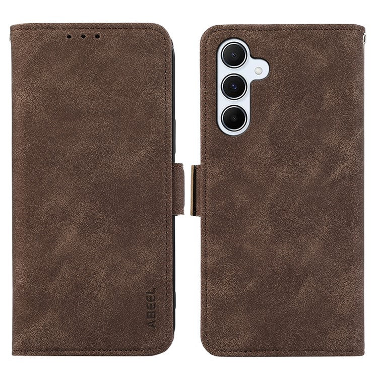ABEEL Phone Cover for Samsung Galaxy S25 / S24 Wallet PU Leather RFID Blocking Flip Phone Stand Shell - Brown
