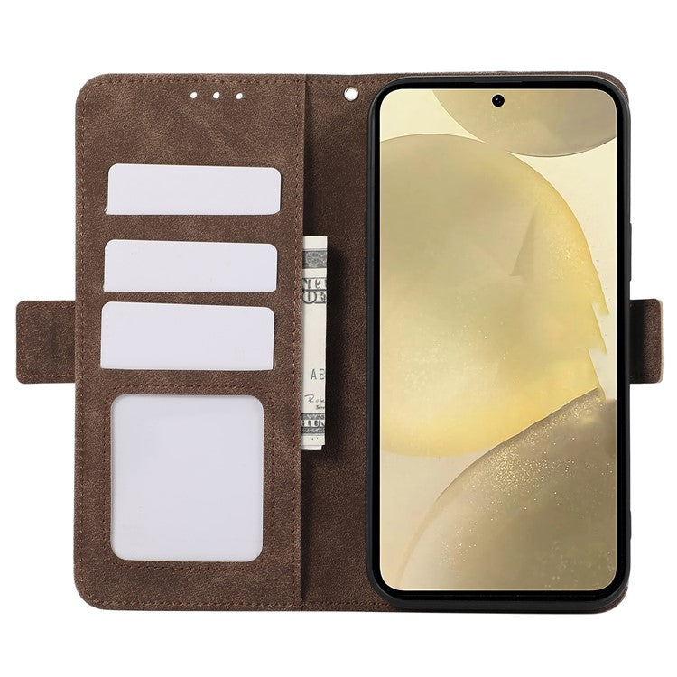 ABEEL Phone Cover for Samsung Galaxy S25 / S24 Wallet PU Leather RFID Blocking Flip Phone Stand Shell - Brown