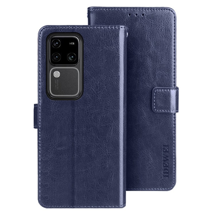 IDEWEI For vivo V30 Pro 5G Case PU Leather Wallet Stand Phone Cover - Dark Blue