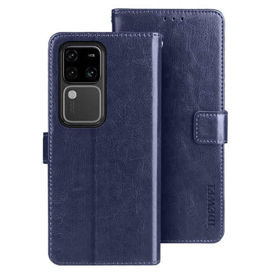 IDEWEI For vivo V30 Pro 5G Case PU Leather Wallet Stand Phone Cover - Dark Blue