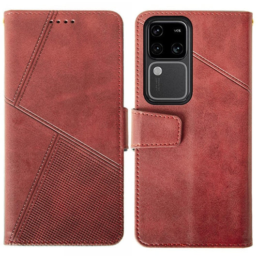 IDEWEI For vivo V30 Pro 5G Leather Case Card Slots Wallet Calf Texture Phone Cover - Red