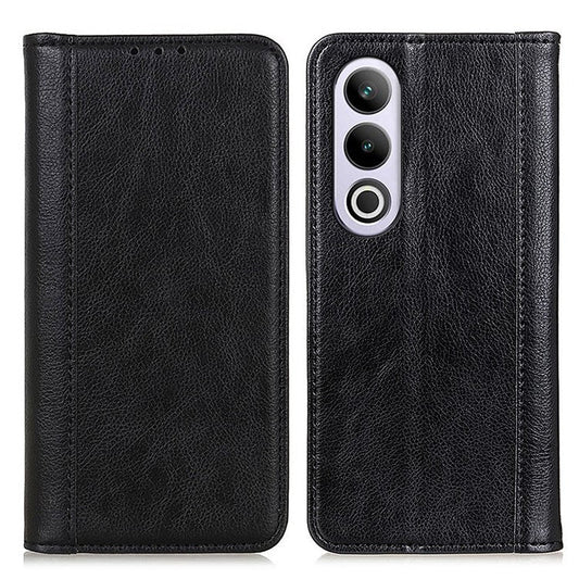 For OnePlus Nord CE4 5G Magnetic Case Litchi Texture Split Leather Phone Cover - Black