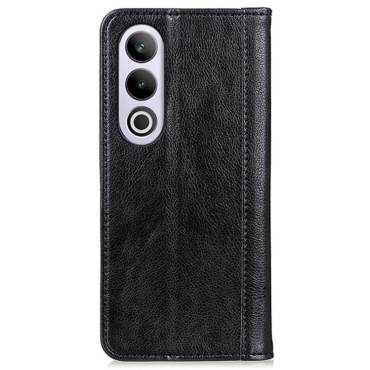 For OnePlus Nord CE4 5G Magnetic Case Litchi Texture Split Leather Phone Cover - Black
