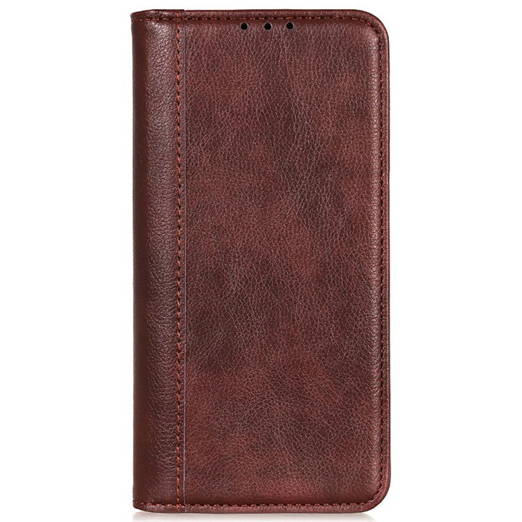 For OnePlus Nord CE4 5G Magnetic Case Litchi Texture Split Leather Phone Cover - Brown