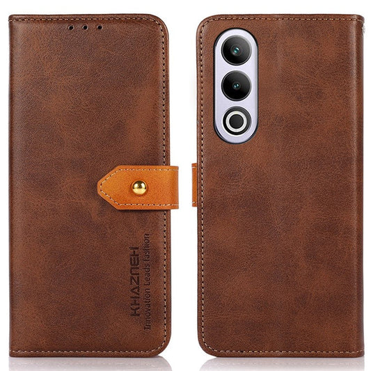 KHAZNEH For OnePlus Nord CE4 5G Magnetic Flip PU Leather Case Cell Phone Stand Cover - Brown