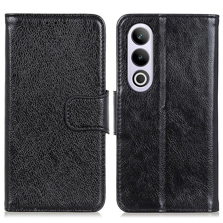 For OnePlus Nord CE4 5G Phone Case Stand Split Leather Nappa Texture Cover - Black