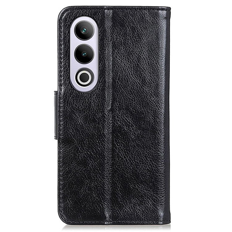 For OnePlus Nord CE4 5G Phone Case Stand Split Leather Nappa Texture Cover - Black