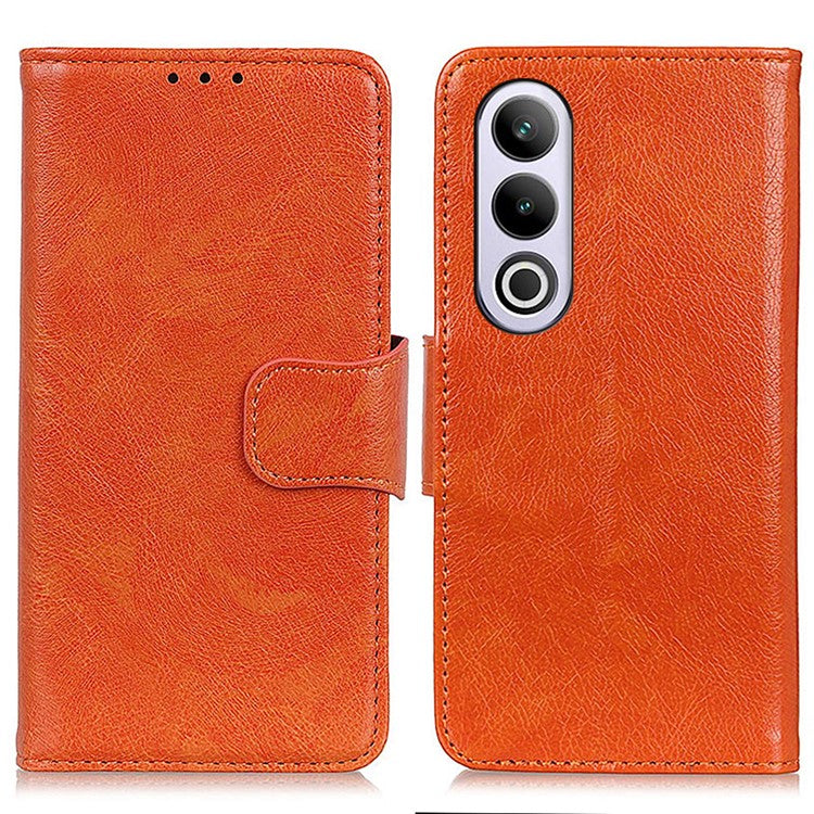 For OnePlus Nord CE4 5G Phone Case Stand Split Leather Nappa Texture Cover - Orange