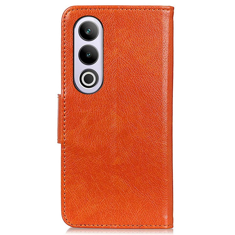 For OnePlus Nord CE4 5G Phone Case Stand Split Leather Nappa Texture Cover - Orange