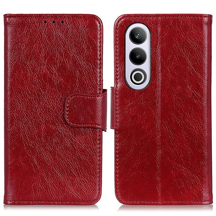 For OnePlus Nord CE4 5G Phone Case Stand Split Leather Nappa Texture Cover - Red