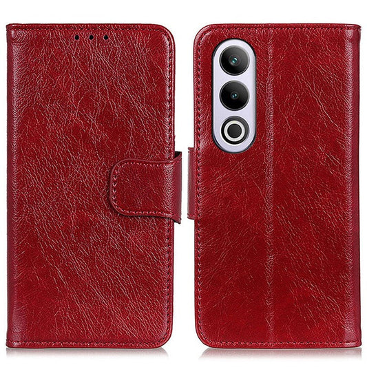 For OnePlus Nord CE4 5G Phone Case Stand Split Leather Nappa Texture Cover - Red