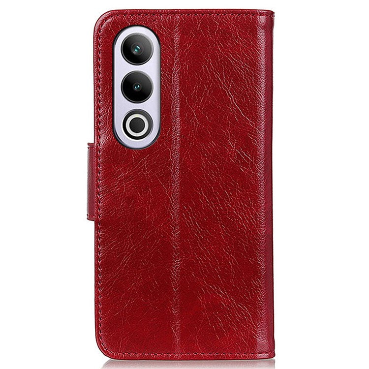 For OnePlus Nord CE4 5G Phone Case Stand Split Leather Nappa Texture Cover - Red