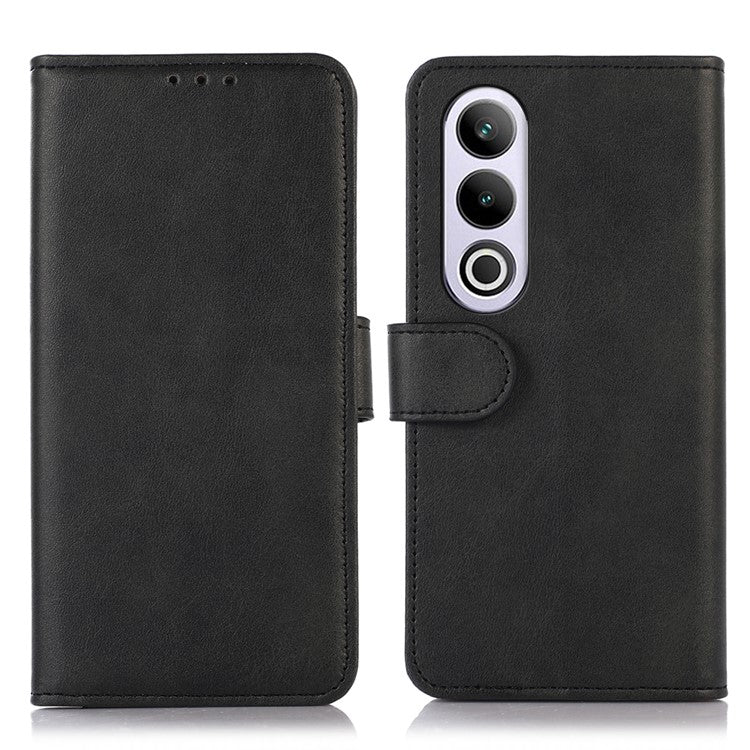 For OnePlus Nord CE4 5G Case PU Leather Cowhide Texture Card Slots Wallet Phone Cover - Black