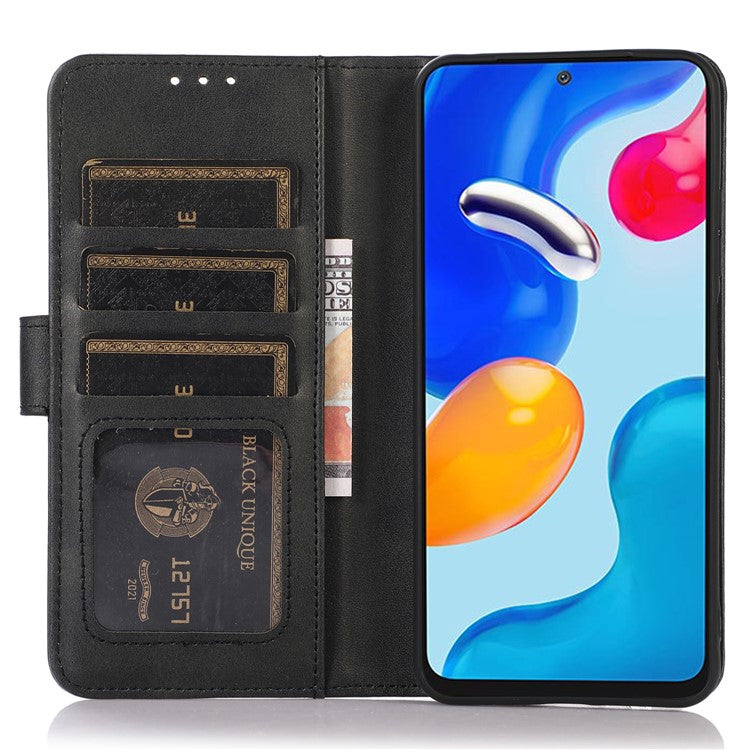 For OnePlus Nord CE4 5G Case PU Leather Cowhide Texture Card Slots Wallet Phone Cover - Black