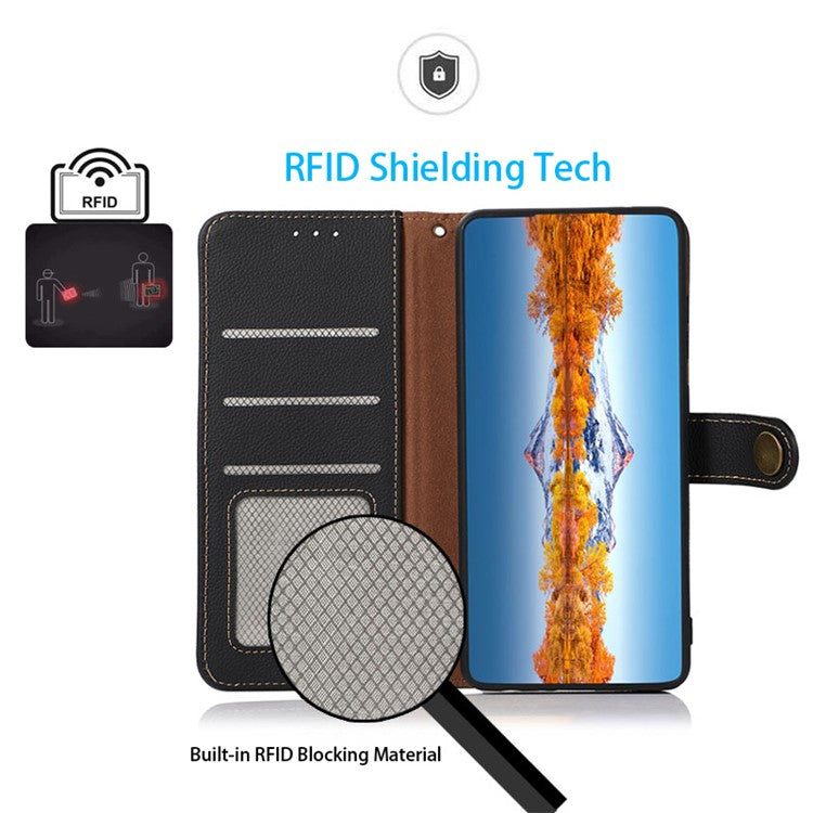 KHAZNEH For OnePlus Nord CE4 5G Case RFID Blocking Anti-Drop Phone Stand Cover - Black